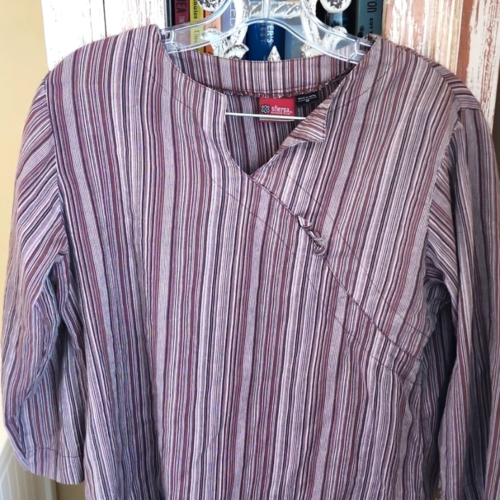 Sherpa Adventure Gear Organic Cotton 3/4 Sleeve Tunic Top Pullover Shirt Women M